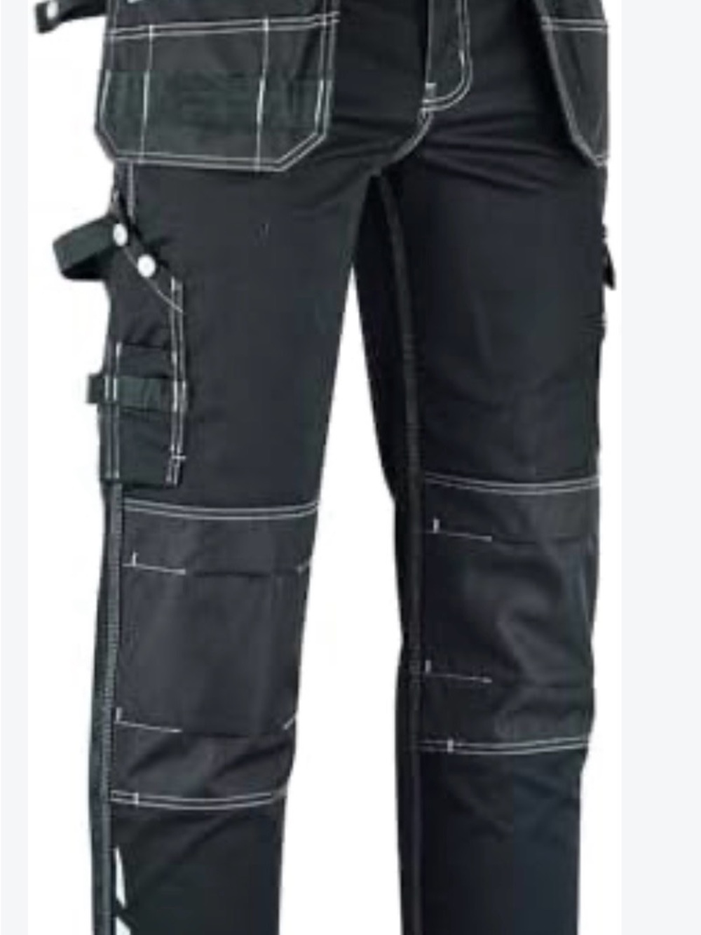 Men's Black Cargo Work Pants with Contrast Stitching
